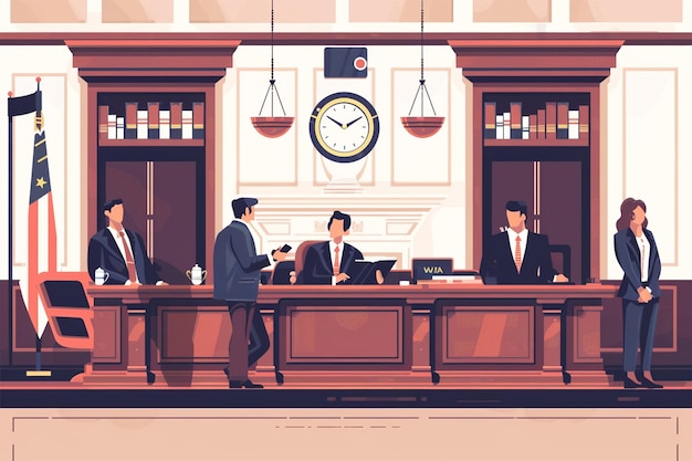 Vector courtroom scene with chairs