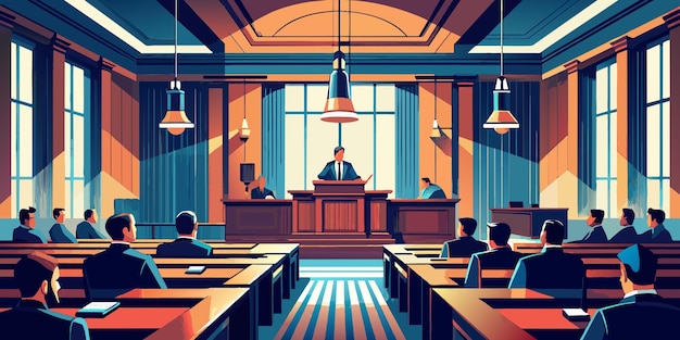 courtroom vector illustration flat 2