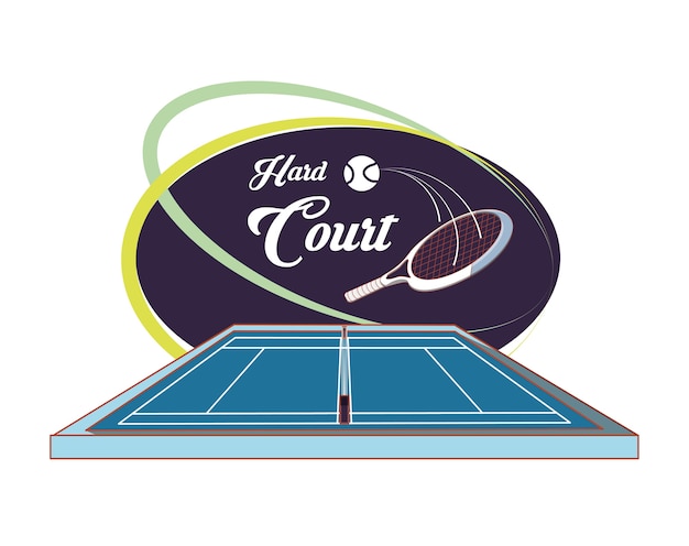 Vector courts of tennis sport with racket and ball 