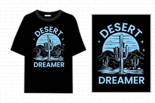 coustom t shirt with desert on it is displayed