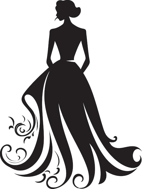 Couture Charm Womans Dress Icon Elegant Ensemble Black Dress Emblem