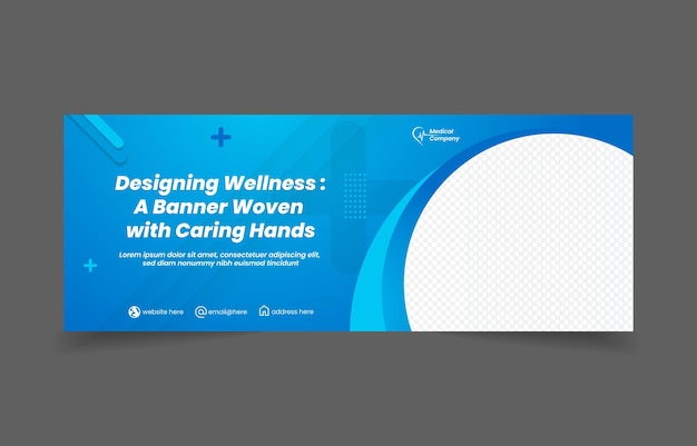 Vector cover banner social media template blue color elegant