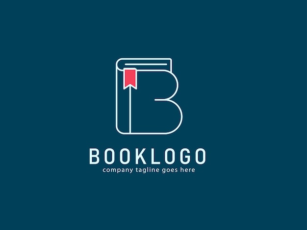 Cover book logo in linear style design for bookstore book company publisher encyclopedia library education logo concept