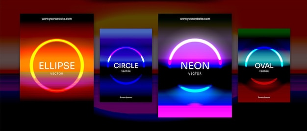 Cover design circle futuristic 80s edge retro vibrant abstract neon glow theme collection vector background