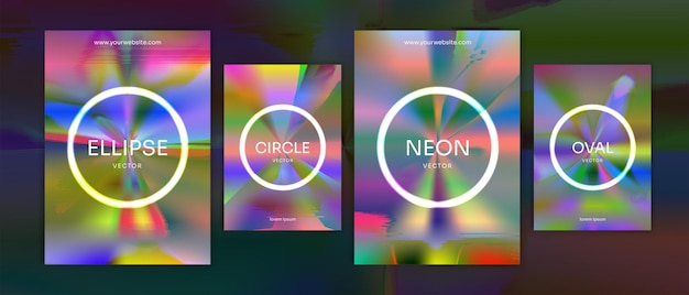 Cover design circle futuristic 80s groove retro vibrant abstract neon glow theme collection vector background