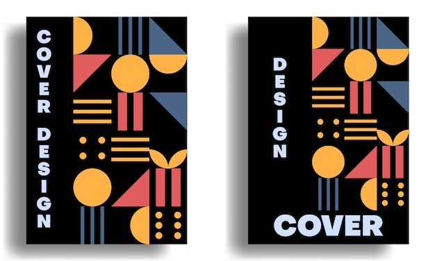 Cover design set template with geometric pattern shape