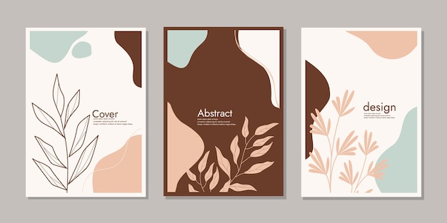 Cover design with floral pattern cool botanical abstract background size A4 for poster brochure