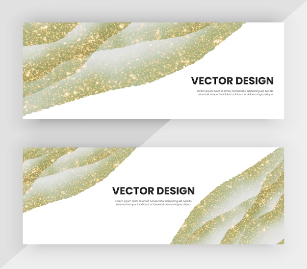 Cover design with green watercolor and gold glitter texture