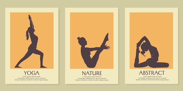 cover design with yoga pose woman illustration.template for medicine, spa, ayurveda,yoga and natural