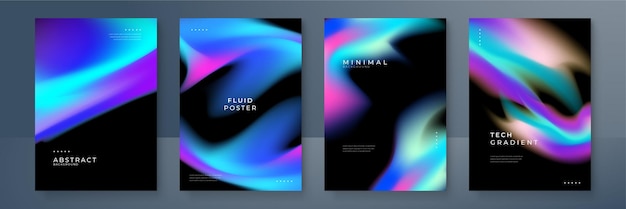 Cover gradient design set with blurred gradient aurora abstract color Minimal fluid technology design Business advertising design Bright dynamic mesh for poster flyer banner Vector illustration