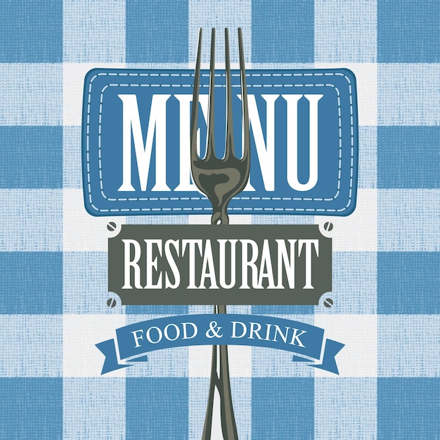 Vector cover menu for restaurant with fork