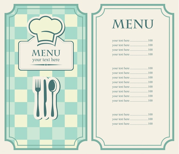 cover and menu for restaurant