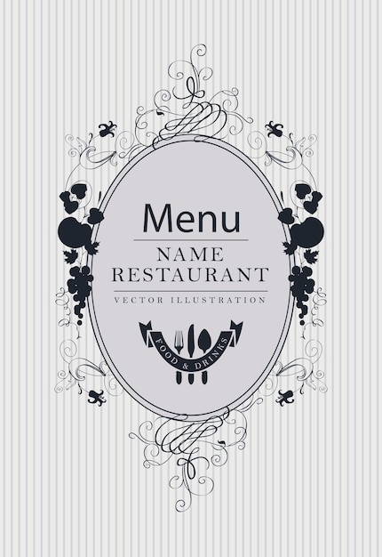 cover menu with floral ornaments