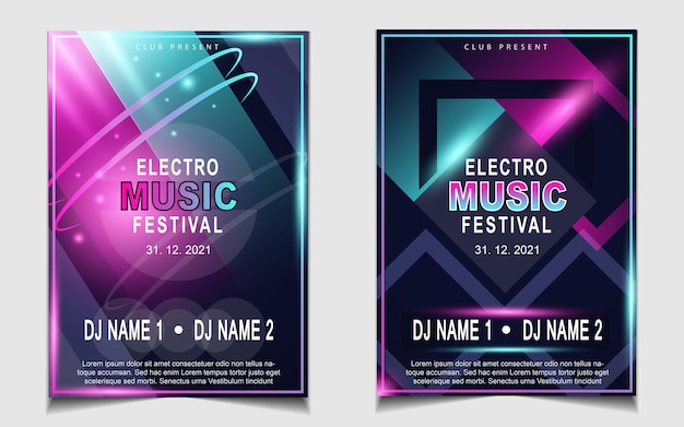 Cover music poster flyer design background with colorful light effect