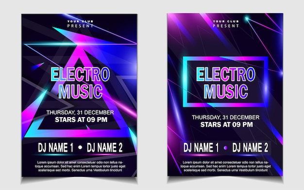 Cover music poster flyer design background with colorful light effect