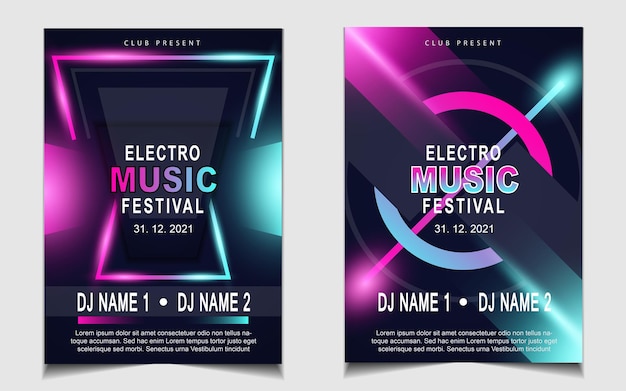 Cover music poster flyer design background with colorful light effect