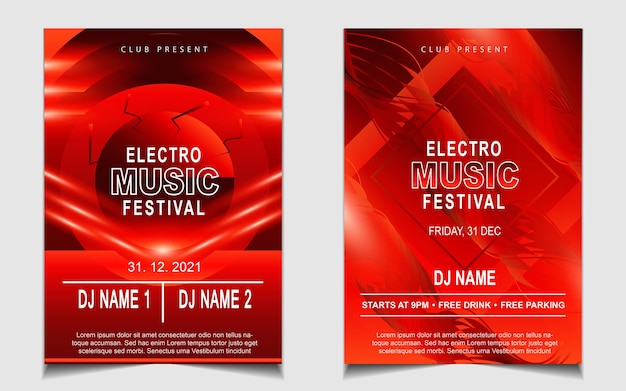 Cover music poster flyer design background with red light effect