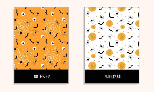 Cover for notebook or any documents with Halloween theme.  Vector illustration.