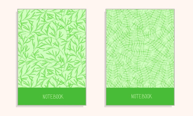 Cover the notebook with green background Spring abstract leaves background Vector illustraiton