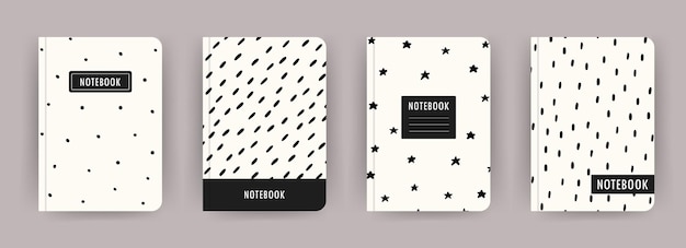 Vector cover page notebook collection templates with small dashes