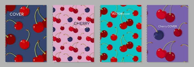 Vector cover page templates. vector cherries prints. applicable patterns for notebooks, planners, brochures