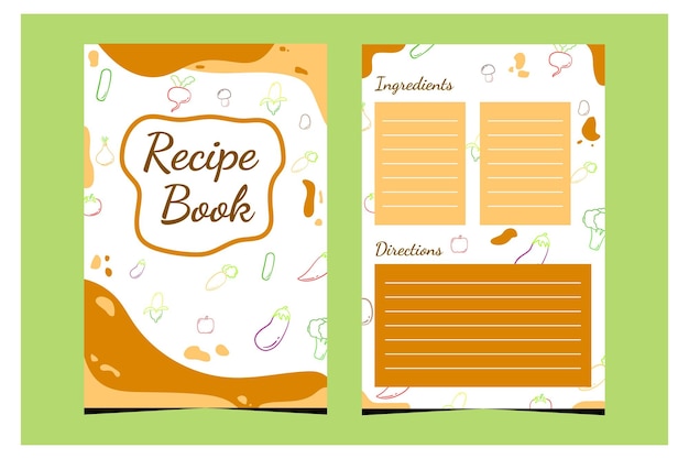 Vector cover page vector templates for recipe books with vegetables element