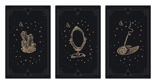 Cover set of magical tarot cards Background of magic or association cards Mystical print