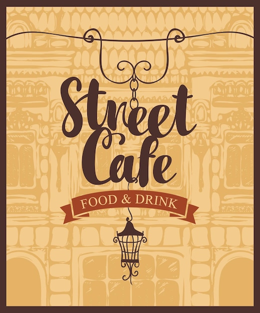 cover for street cafe with old town