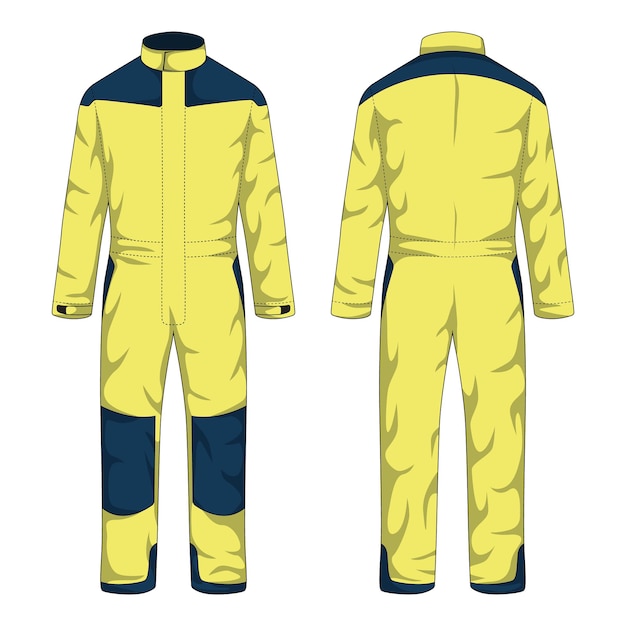 Vector coverall workwear mockup front and back view