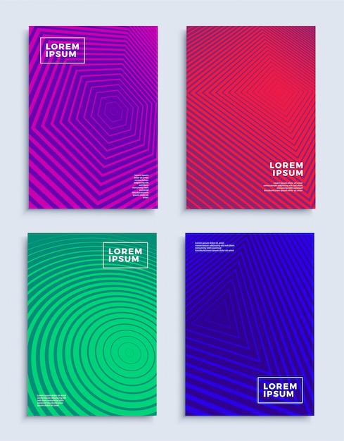 Covers modern abstract design templates set futuristic geometric compositions