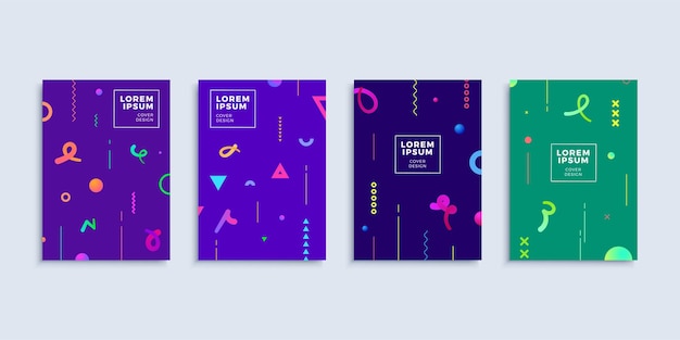 Covers modern abstract design templates set Minimal geometric shapes compositions for flyer banner brochure and poster Eps10 vector illustration