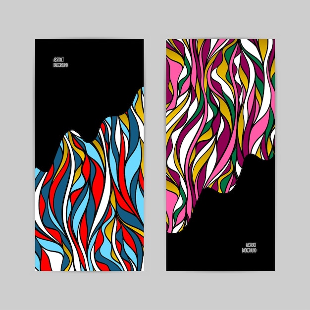 Covers set with wave colorful patterns. Perfect for cover design, posters, books, greeting cards