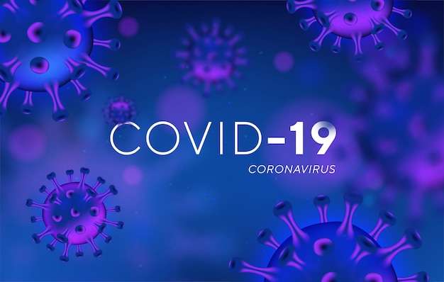 COVID-19 coronavirus Background with realistic virus cells.