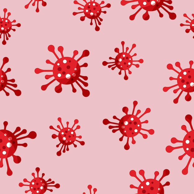 Covid 19 or Coronavirus concept banner. Virus background. Dangerous virus logo seamless pattern.