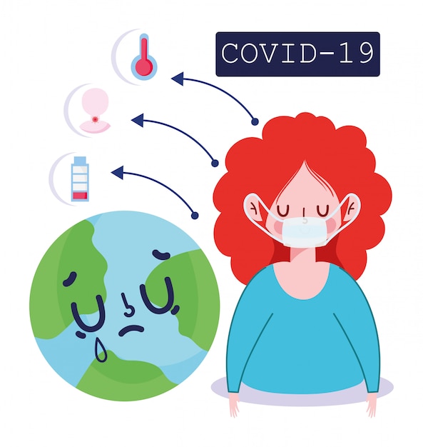 covid 19 coronavirus infographic, fever fatigue cough world symptoms and prevention  illustration