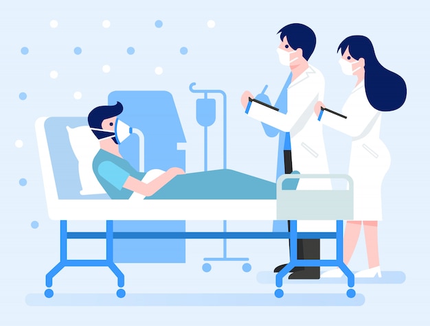 Covid-19 infected patient rest in negative pressure room in a hospital.