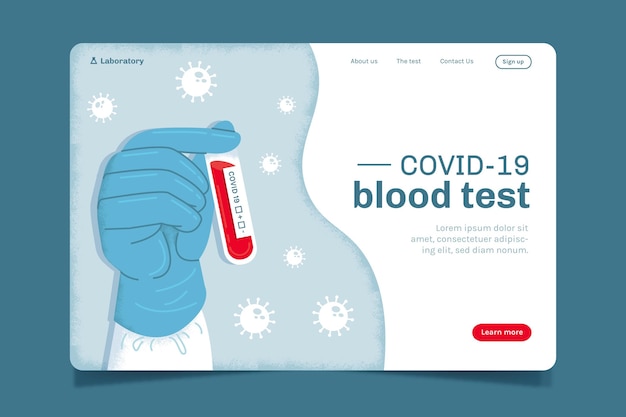 Covid-19 test landing page concept