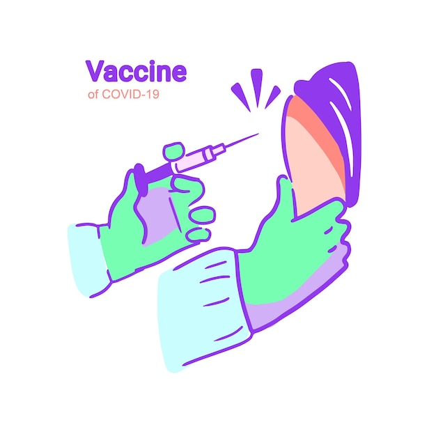 Vector covid 19 vaccine theme person have an injection in his hand