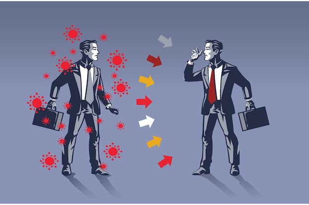 Covid 19 Virus Infected Businessman Endanger His Colleague Illustration Concept