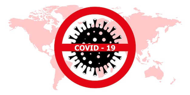 COVID 19 on the world map Dangerous virus dash illustration Pictograph of logo concept isolated on white background Illustration of dangerous virus icon Stay at home Vector