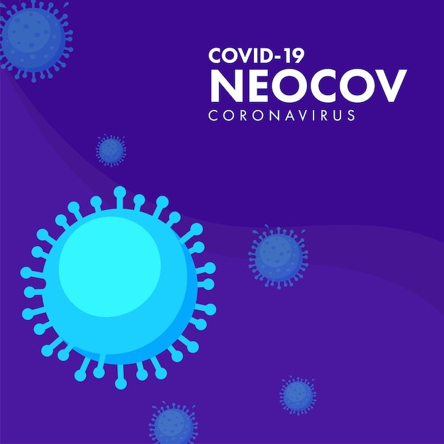 Covid19 NeoCoV Poster Design With Blue Coronavirus Effect On Violet Background