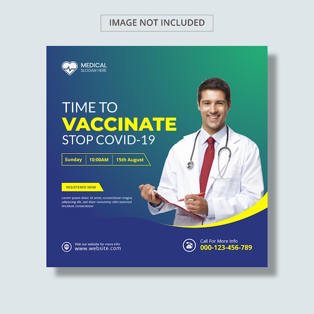 Covid19 Vaccinate Social Media  Instagram Post Design Template