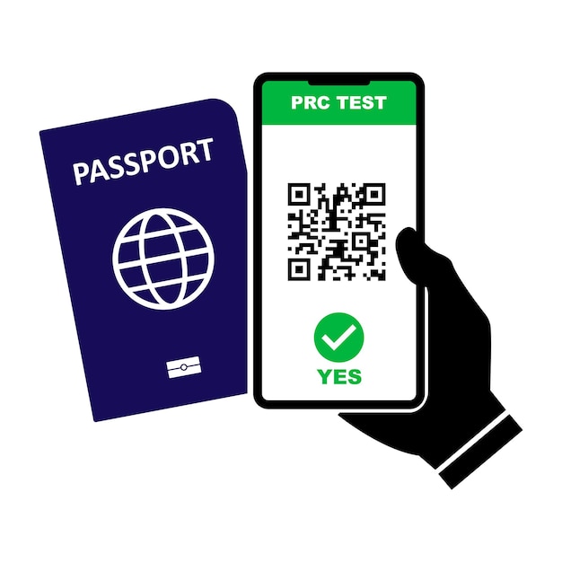 Covid19 vaccination confirmation by reading qr code in mobile phone health passport application flat style vector illustration