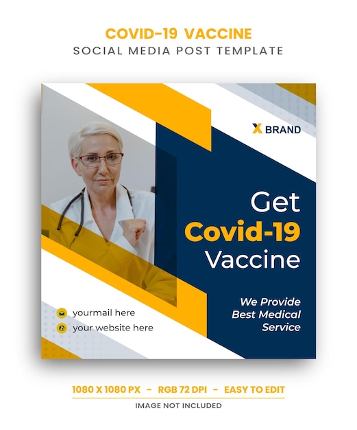 covid19 vaccine social media instagram post template design