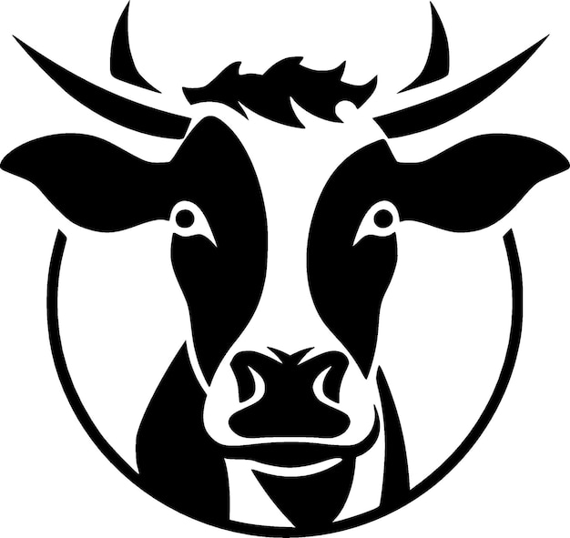 Cow Black and White Isolated Icon Vector illustration