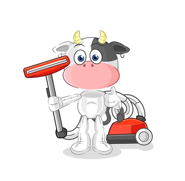 Cow clean with a vacuum character vector