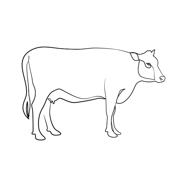 Cow continuous line art design