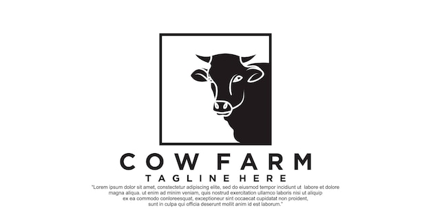 Cow farm icon logo design vector illustration Premium Vector