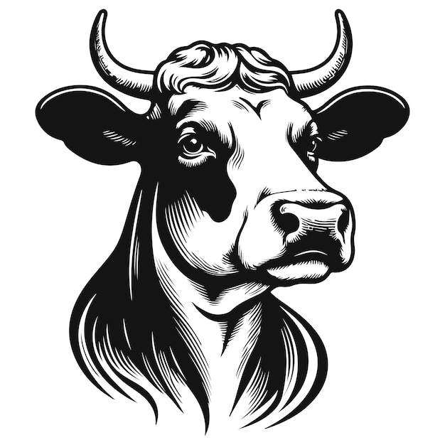 Cow Head Black Vector