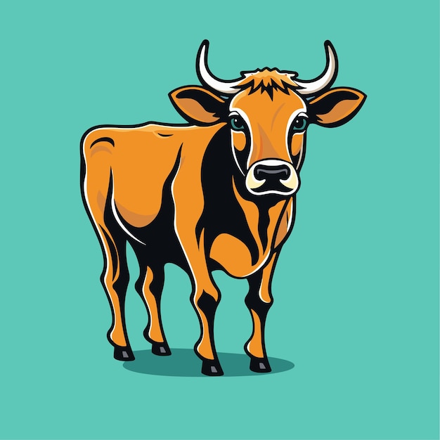 Cow head emblem simple logo icon label template Vector illustration